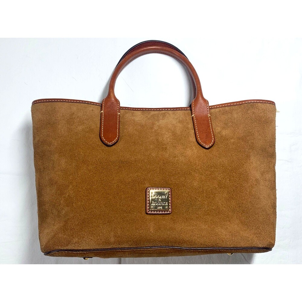 Dooney & Bourke Suede Medium Wren Tote Amber Brown Satchel 14x9x5